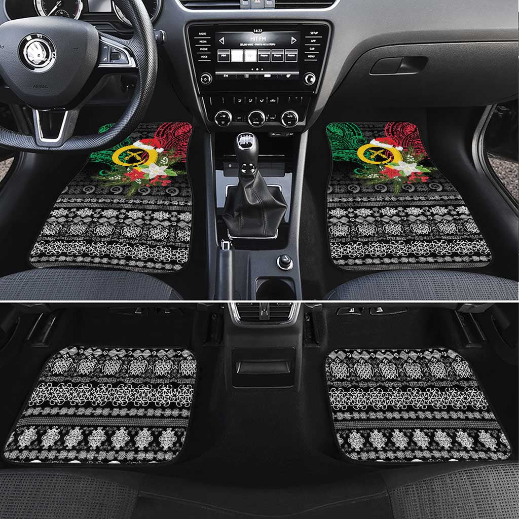 Vanuatu Pig's Tusk Meri Krismas! Car Mats Vanuatuan Ancient Art Spirit LT9 Set 4pcs Black - Polynesian Pride