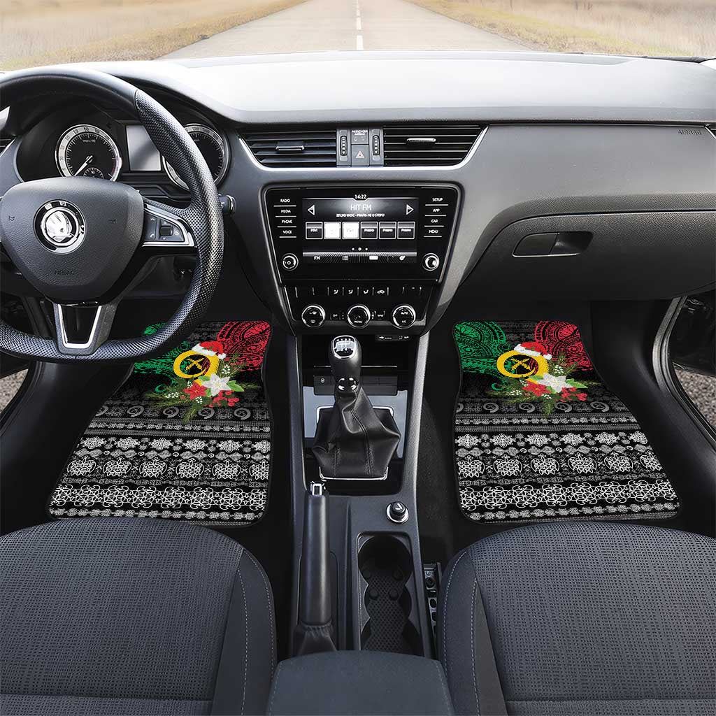 Vanuatu Pig's Tusk Meri Krismas! Car Mats Vanuatuan Ancient Art Spirit LT9 Set 2pcs - Front Black - Polynesian Pride