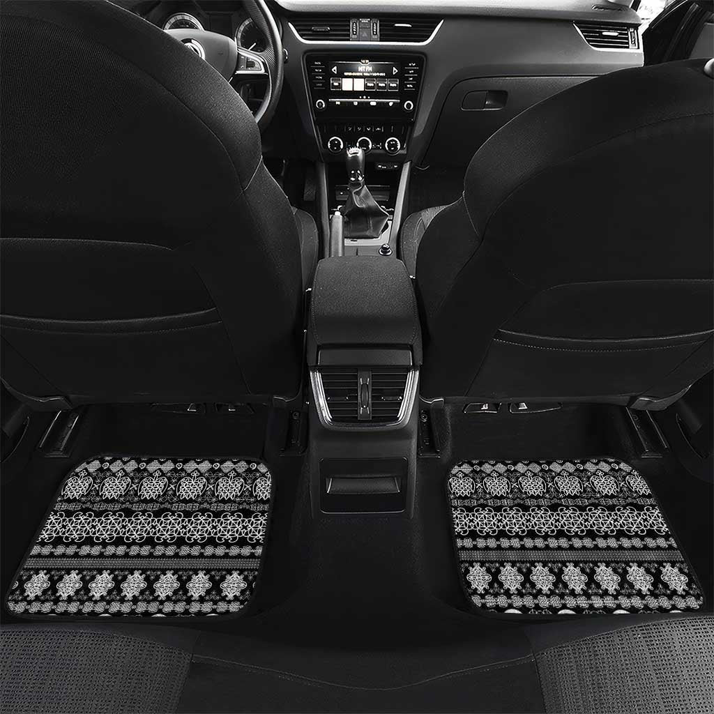 Vanuatu Pig's Tusk Meri Krismas! Car Mats Vanuatuan Ancient Art Spirit LT9 Set 2pcs - Back Black - Polynesian Pride