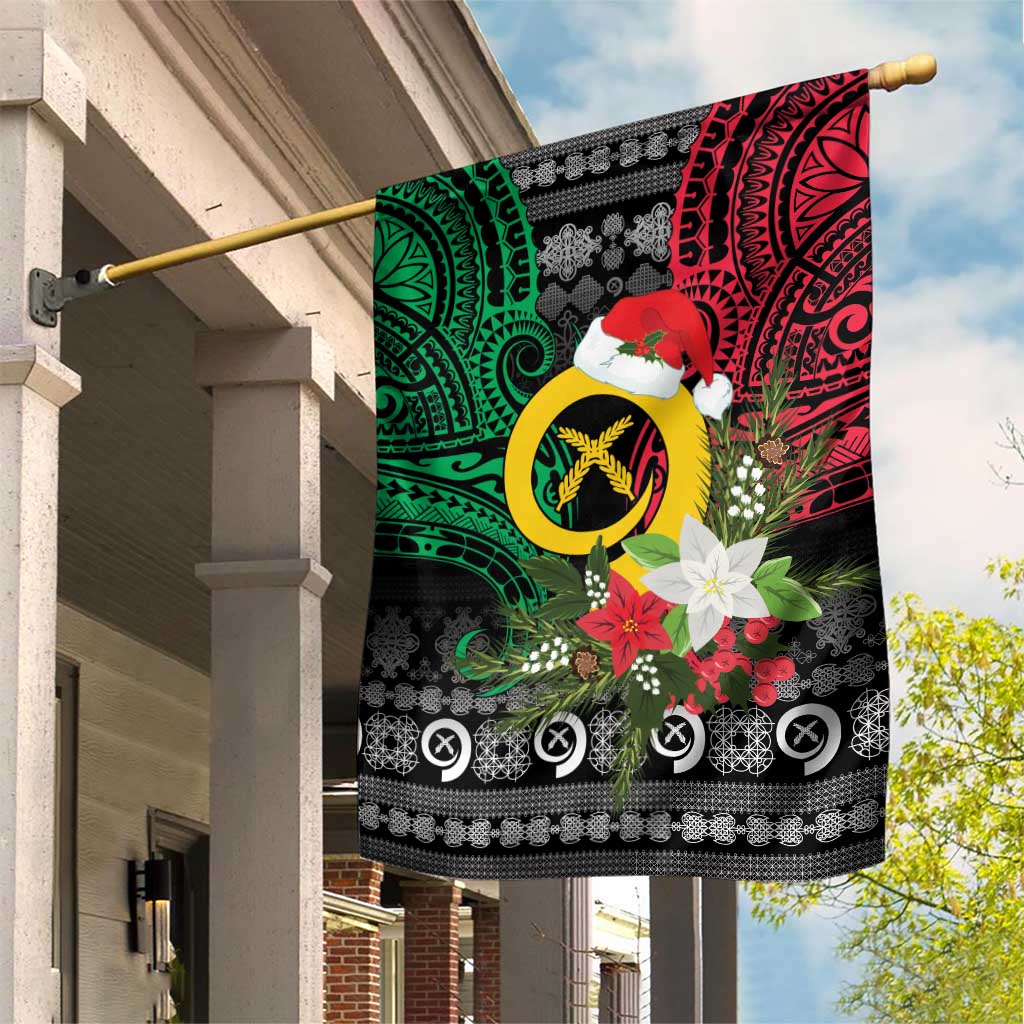 Vanuatu Pig's Tusk Meri Krismas! Garden Flag Vanuatuan Ancient Art Spirit LT9 House Flag Black - Polynesian Pride