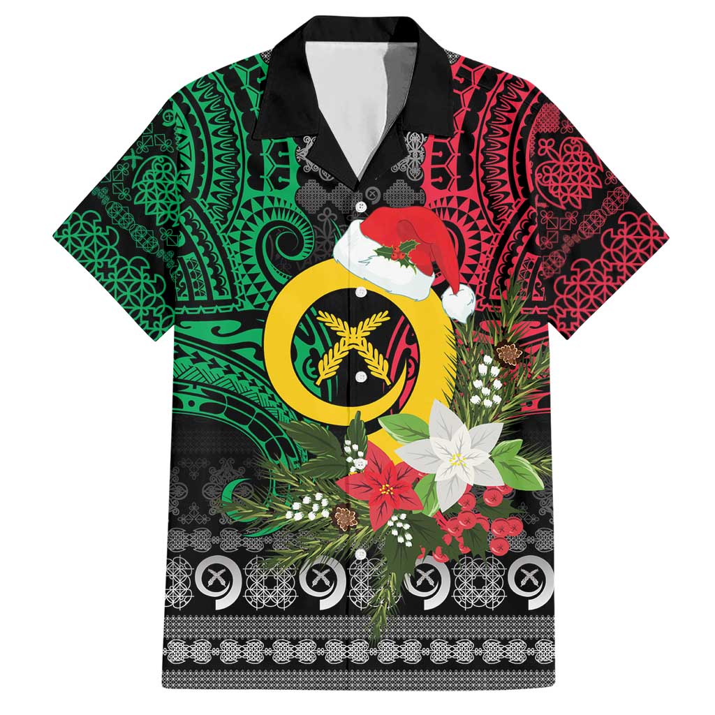 Vanuatu Pig's Tusk Meri Krismas! Hawaiian Shirt Vanuatuan Ancient Art Spirit LT9 Black - Polynesian Pride