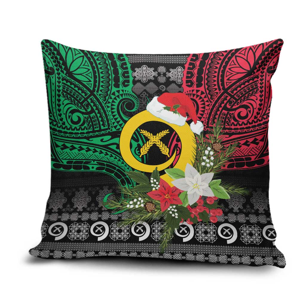 Vanuatu Pig's Tusk Meri Krismas! Pillow Cover Vanuatuan Ancient Art Spirit LT9 Black - Polynesian Pride