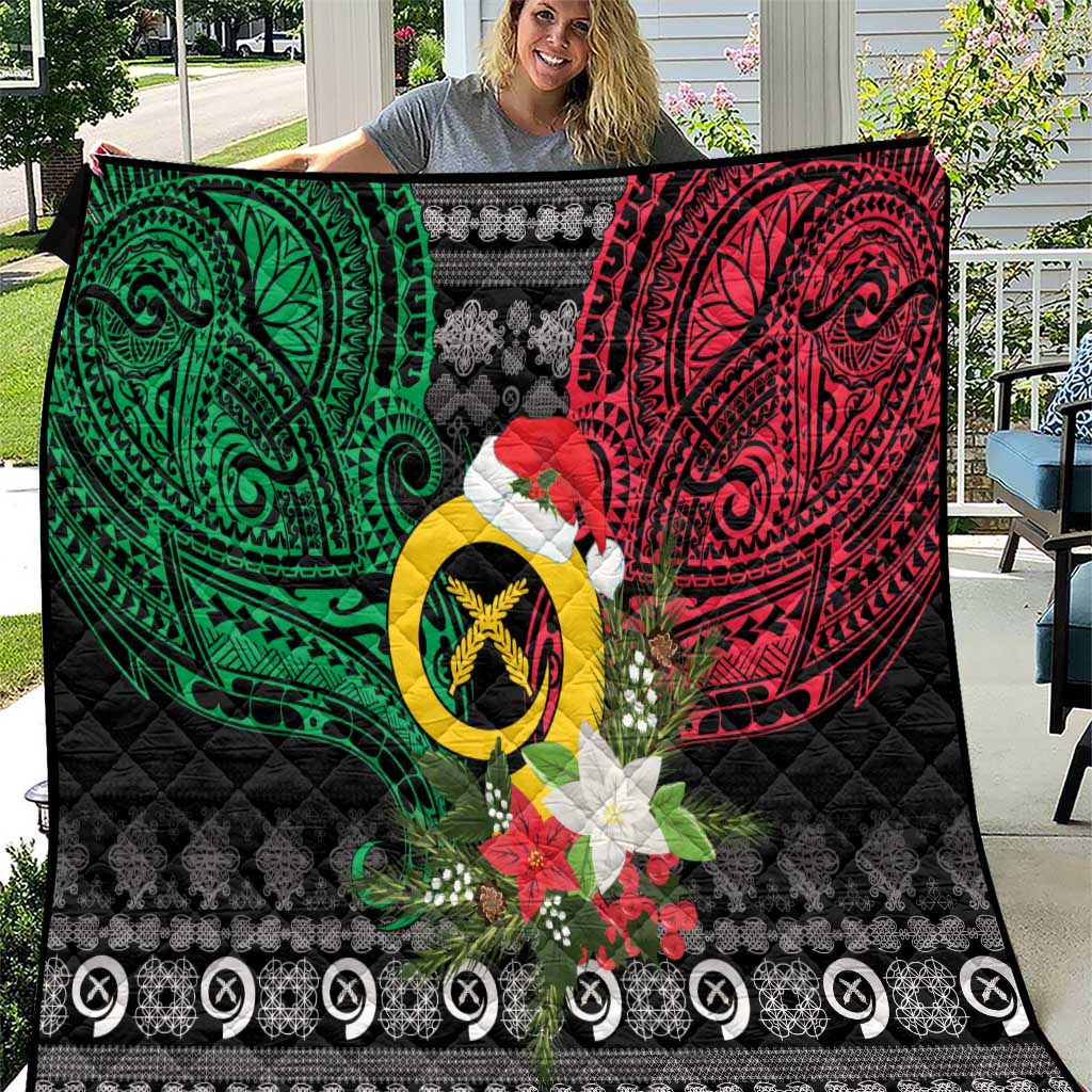 Vanuatu Pig's Tusk Meri Krismas! Quilt Vanuatuan Ancient Art Spirit LT9 Black - Polynesian Pride