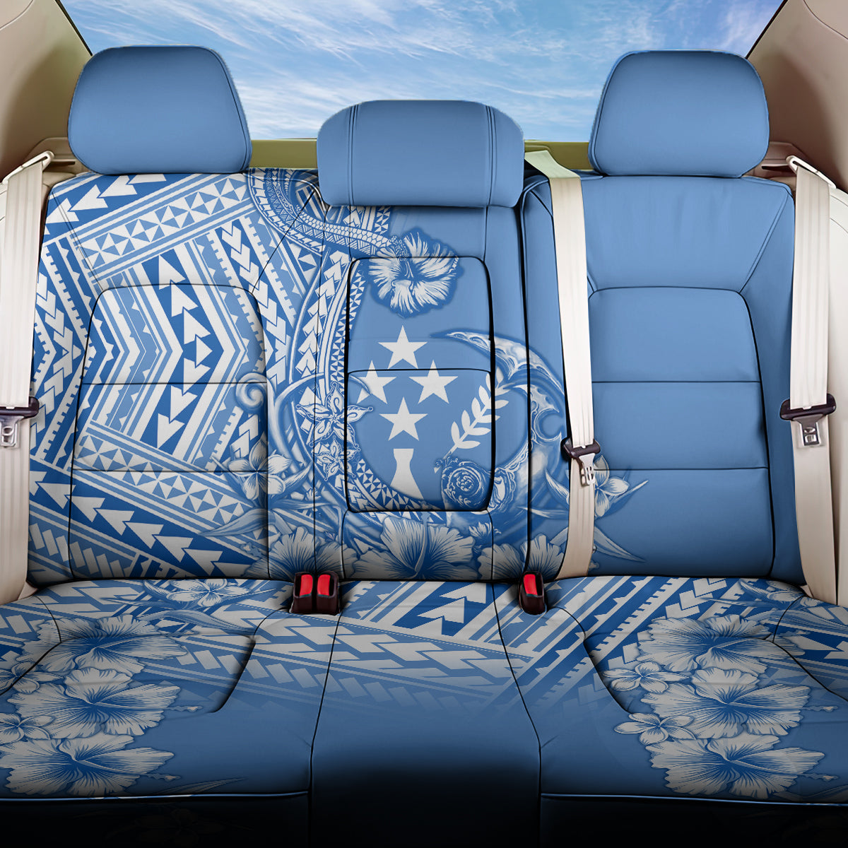 Kosrae Constitution Day Personalised Back Car Seat Cover Kusaie Hook Tattoo Special Polynesian Pattern LT9 One Size Blue - Polynesian Pride
