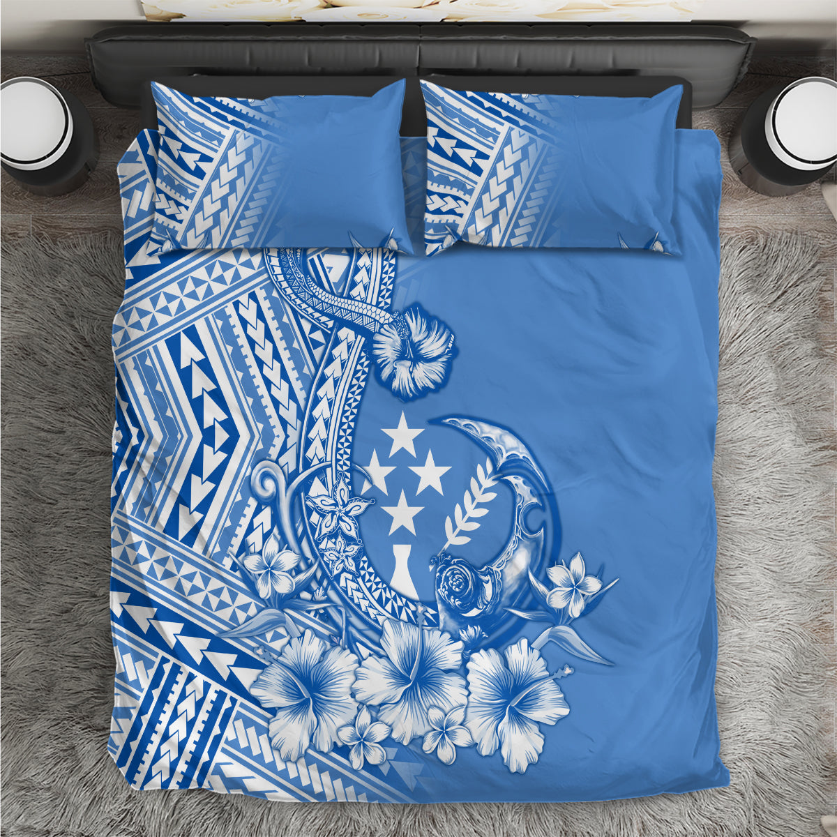 Kosrae Constitution Day Personalised Bedding Set Kusaie Hook Tattoo Special Polynesian Pattern LT9 Blue - Polynesian Pride