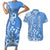 Kosrae Constitution Day Personalised Couples Matching Short Sleeve Bodycon Dress and Hawaiian Shirt Kusaie Hook Tattoo Special Polynesian Pattern LT9 Blue - Polynesian Pride