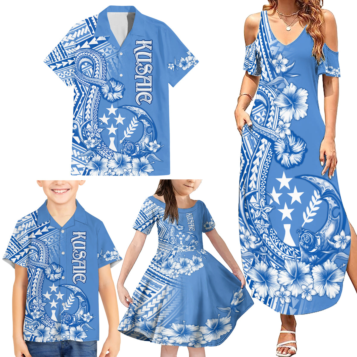 Kosrae Constitution Day Personalised Family Matching Summer Maxi Dress and Hawaiian Shirt Kusaie Hook Tattoo Special Polynesian Pattern LT9 - Polynesian Pride