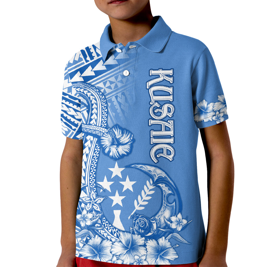 Kosrae Constitution Day Personalised Kid Polo Shirt Kusaie Hook Tattoo Special Polynesian Pattern LT9 Kid Blue - Polynesian Pride