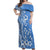 Kosrae Constitution Day Personalised Off Shoulder Maxi Dress Kusaie Hook Tattoo Special Polynesian Pattern LT9 Women Blue - Polynesian Pride