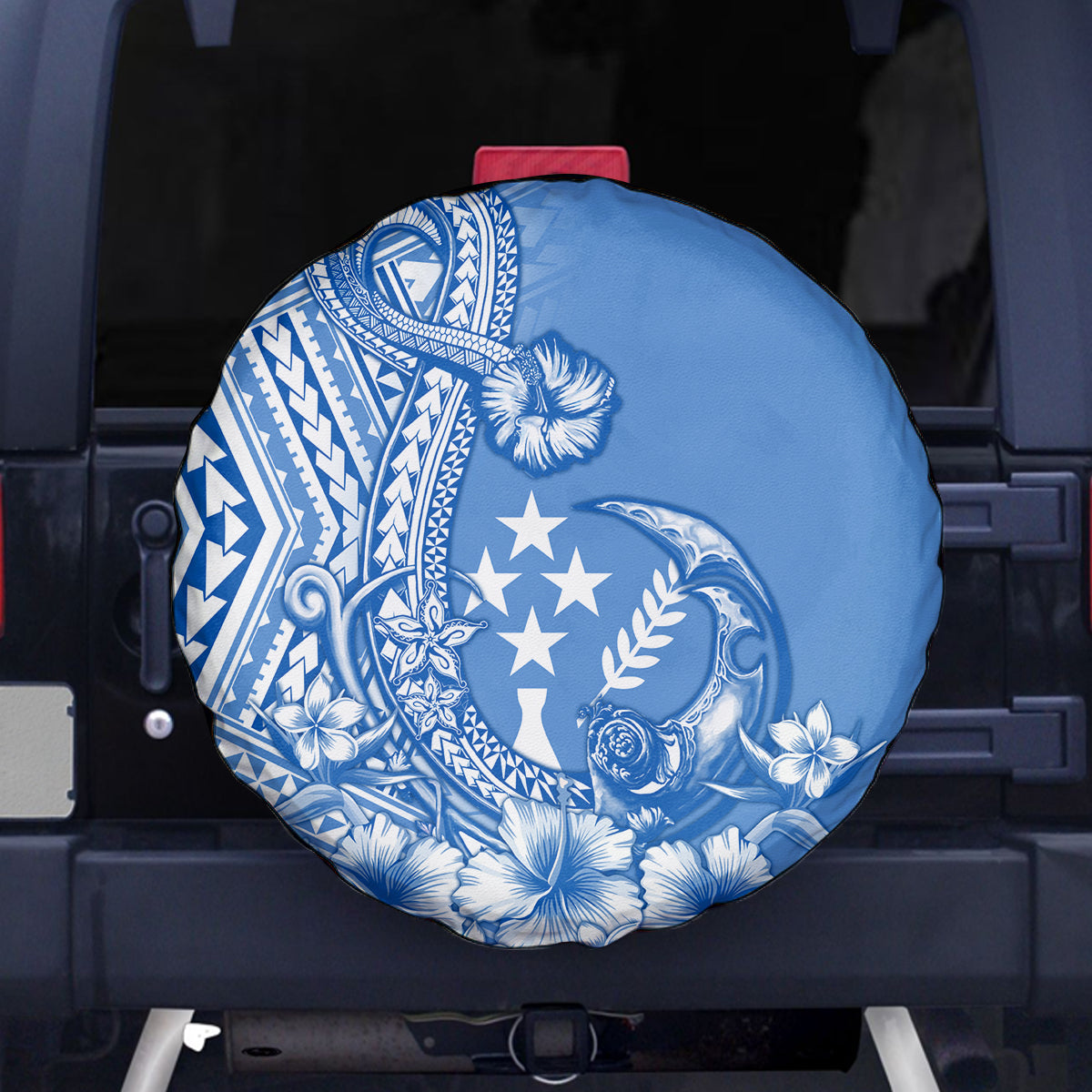 Kosrae Constitution Day Personalised Spare Tire Cover Kusaie Hook Tattoo Special Polynesian Pattern LT9 Blue - Polynesian Pride