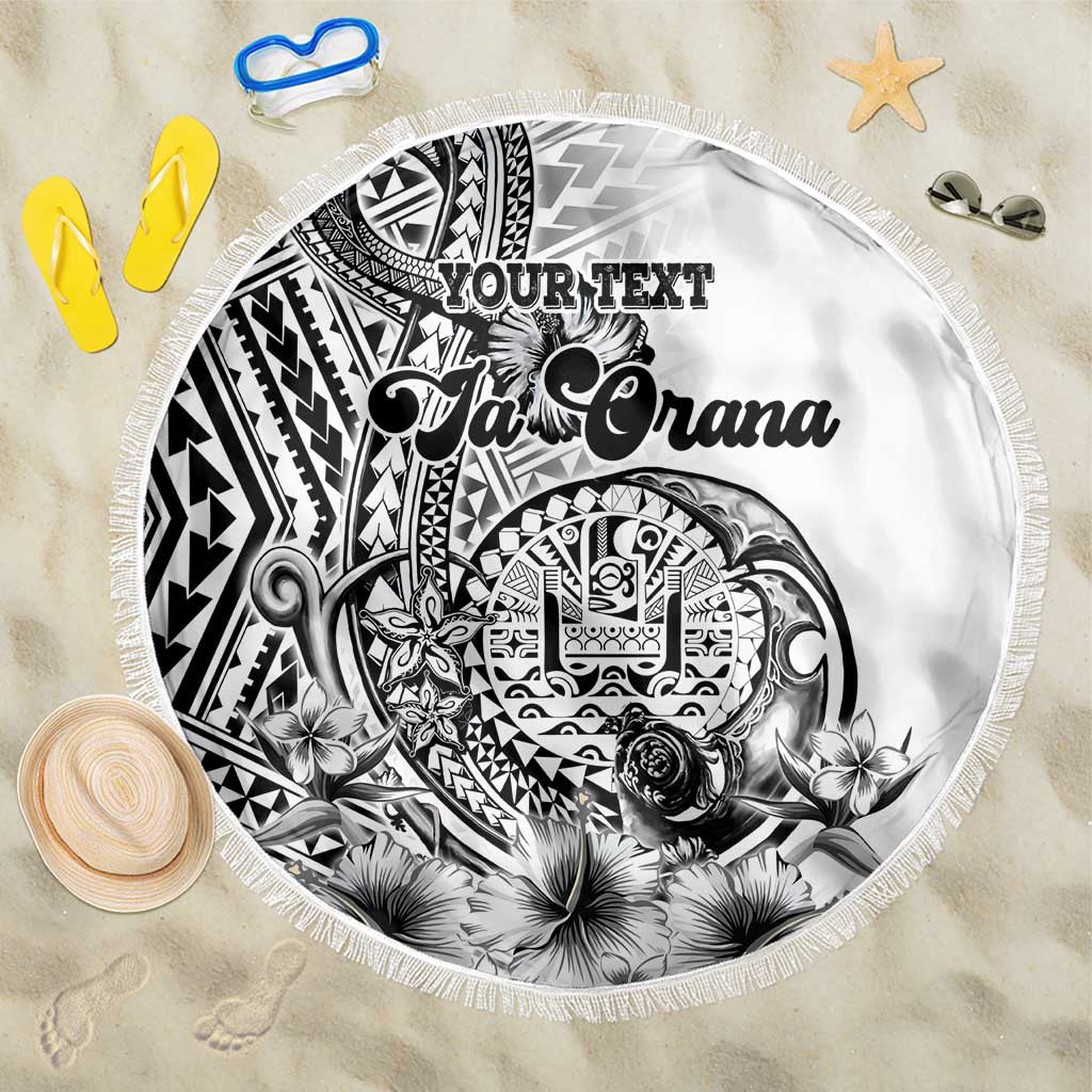 Ia Orana Tahiti Personalised Beach Blanket French Polynesia Hook Tattoo Special White Color LT9 One Size 150cm White - Polynesian Pride