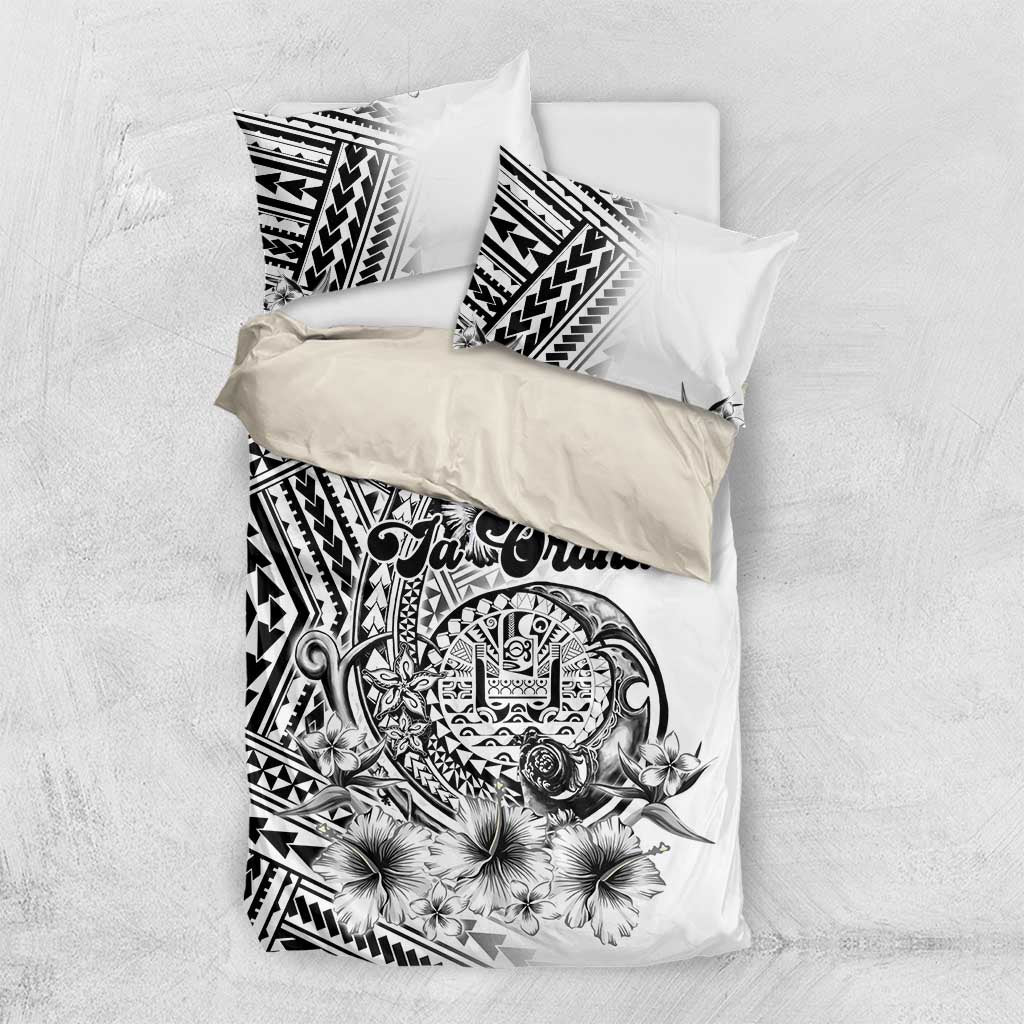 Ia Orana Tahiti Personalised Bedding Set French Polynesia Hook Tattoo Special White Color LT9 US Twin 172cm x 218cm White - Polynesian Pride