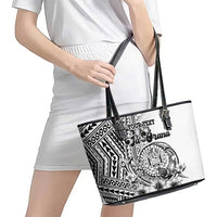 Ia Orana Tahiti Personalised Leather Tote Bag French Polynesia Hook Tattoo Special White Color LT9 - Polynesian Pride
