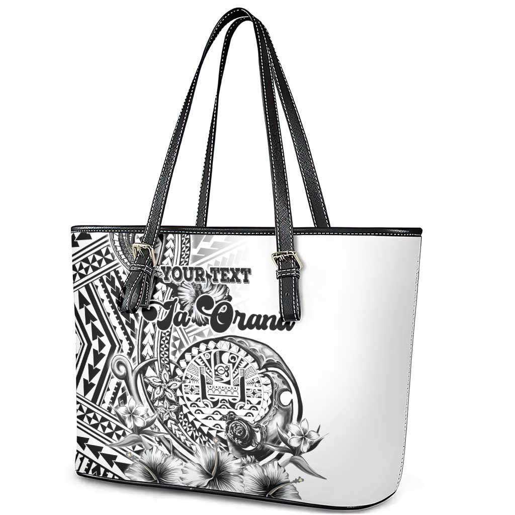 Ia Orana Tahiti Personalised Leather Tote Bag French Polynesia Hook Tattoo Special White Color LT9 - Polynesian Pride