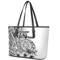 Ia Orana Tahiti Personalised Leather Tote Bag French Polynesia Hook Tattoo Special White Color LT9 - Polynesian Pride