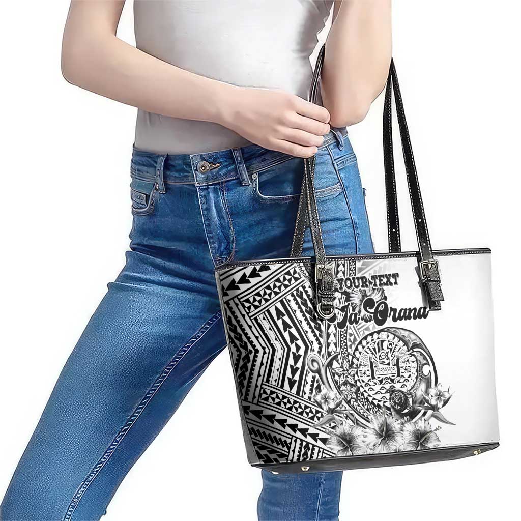 Ia Orana Tahiti Personalised Leather Tote Bag French Polynesia Hook Tattoo Special White Color LT9 - Polynesian Pride