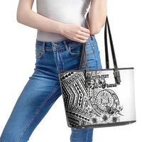 Ia Orana Tahiti Personalised Leather Tote Bag French Polynesia Hook Tattoo Special White Color LT9 - Polynesian Pride