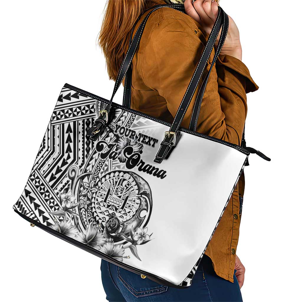 Ia Orana Tahiti Personalised Leather Tote Bag French Polynesia Hook Tattoo Special White Color LT9 - Polynesian Pride