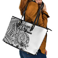 Ia Orana Tahiti Personalised Leather Tote Bag French Polynesia Hook Tattoo Special White Color LT9 - Polynesian Pride