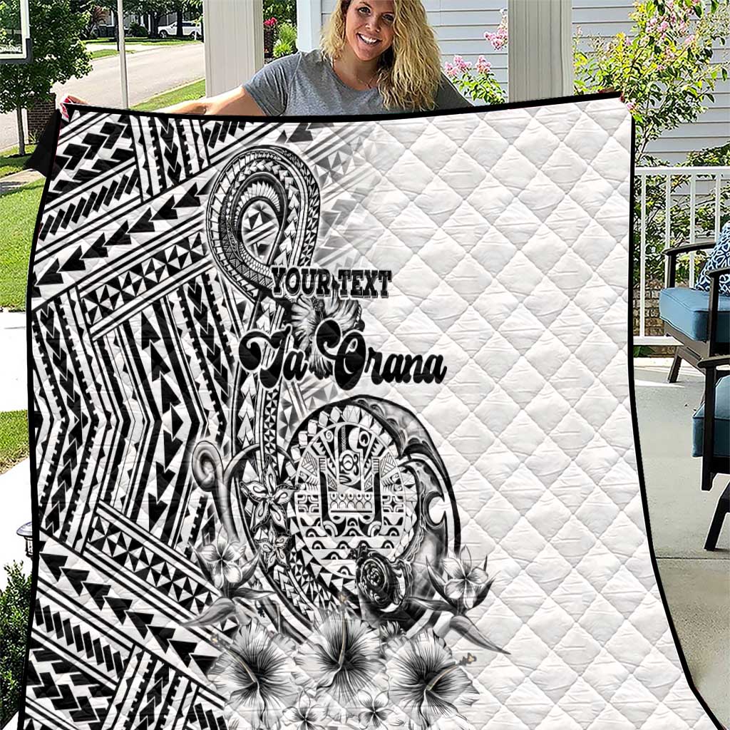 Ia Orana Tahiti Personalised Quilt French Polynesia Hook Tattoo Special White Color LT9 White - Polynesian Pride