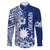 Nauru Independence Personalised Family Matching Long Sleeve Bodycon Dress and Hawaiian Shirt Naoero Hook Tattoo Special Polynesian Pattern LT9 Dad's Shirt - Long Sleeve Blue - Polynesian Pride