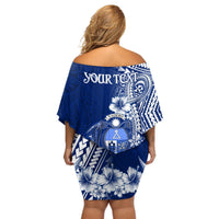 Nauru Independence Personalised Off Shoulder Short Dress Naoero Hook Tattoo Special Polynesian Pattern LT9 - Polynesian Pride