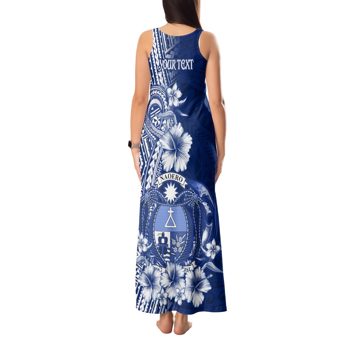 Nauru Independence Personalised Tank Maxi Dress Naoero Hook Tattoo Special Polynesian Pattern LT9 - Polynesian Pride