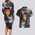 New Zealand Custom Women's Day Couples Matching Long Sleeve Bodycon Dress and Hawaiian Shirt Maori Girl Feathers of Hope - Black LT9 - Polynesian Pride