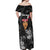 New Zealand Custom Women's Day Off Shoulder Maxi Dress Maori Girl Feathers of Hope - Black LT9 - Polynesian Pride