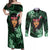 New Zealand Custom Women's Day Couples Matching Off Shoulder Maxi Dress and Long Sleeve Button Shirt Maori Girl Feathers of Hope - Green LT9 Green - Polynesian Pride