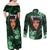 New Zealand Custom Women's Day Couples Matching Off Shoulder Maxi Dress and Long Sleeve Button Shirt Maori Girl Feathers of Hope - Green LT9 - Polynesian Pride