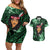 New Zealand Custom Women's Day Couples Matching Off Shoulder Short Dress and Hawaiian Shirt Maori Girl Feathers of Hope - Green LT9 Green - Polynesian Pride