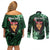 New Zealand Custom Women's Day Couples Matching Off Shoulder Short Dress and Long Sleeve Button Shirt Maori Girl Feathers of Hope - Green LT9 - Polynesian Pride