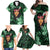 New Zealand Custom Women's Day Family Matching Off Shoulder Maxi Dress and Hawaiian Shirt Maori Girl Feathers of Hope - Green LT9 - Polynesian Pride