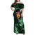 New Zealand Custom Women's Day Family Matching Off Shoulder Maxi Dress and Hawaiian Shirt Maori Girl Feathers of Hope - Green LT9 Mom's Dress Green - Polynesian Pride