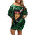 New Zealand Custom Women's Day Family Matching Off Shoulder Short Dress and Hawaiian Shirt Maori Girl Feathers of Hope - Green LT9 Mom's Dress Green - Polynesian Pride