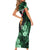 New Zealand Custom Women's Day Family Matching Short Sleeve Bodycon Dress and Hawaiian Shirt Maori Girl Feathers of Hope - Green LT9 - Polynesian Pride