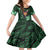 New Zealand Custom Women's Day Kid Short Sleeve Dress Maori Girl Feathers of Hope - Green LT9 KID Green - Polynesian Pride