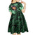 New Zealand Custom Women's Day Kid Short Sleeve Dress Maori Girl Feathers of Hope - Green LT9 - Polynesian Pride