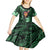 New Zealand Custom Women's Day Kid Short Sleeve Dress Maori Girl Feathers of Hope - Green LT9 - Polynesian Pride