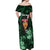 New Zealand Custom Women's Day Off Shoulder Maxi Dress Maori Girl Feathers of Hope - Green LT9 - Polynesian Pride