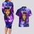 New Zealand Custom Women's Day Couples Matching Long Sleeve Bodycon Dress and Hawaiian Shirt Maori Girl Feathers of Hope - Purple LT9 - Polynesian Pride