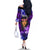 New Zealand Custom Women's Day Family Matching Off Shoulder Long Sleeve Dress and Hawaiian Shirt Maori Girl Feathers of Hope - Purple LT9 - Polynesian Pride