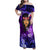 New Zealand Custom Women's Day Family Matching Off Shoulder Maxi Dress and Hawaiian Shirt Maori Girl Feathers of Hope - Purple LT9 Mom's Dress Purple - Polynesian Pride