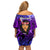 New Zealand Custom Women's Day Family Matching Off Shoulder Short Dress and Hawaiian Shirt Maori Girl Feathers of Hope - Purple LT9 - Polynesian Pride