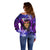 New Zealand Custom Women's Day Off Shoulder Sweater Maori Girl Feathers of Hope - Purple LT9 - Polynesian Pride