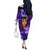 New Zealand Custom Women's Day Off The Shoulder Long Sleeve Dress Maori Girl Feathers of Hope - Purple LT9 - Polynesian Pride