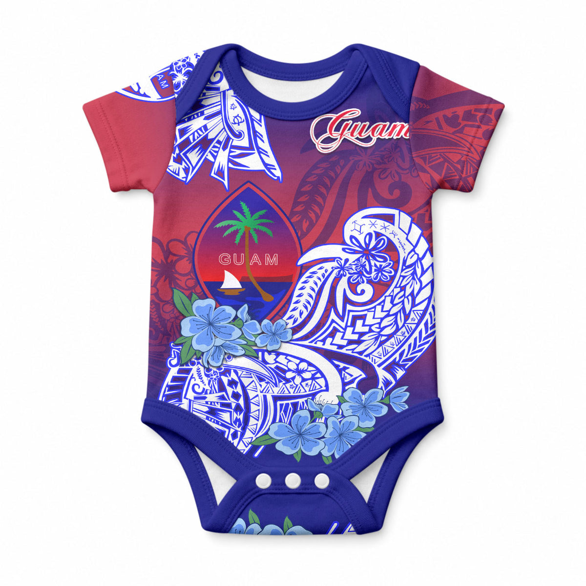 Guam Baby Onesie Polynesian Floral Tribal LT9 Gradient - Polynesian Pride