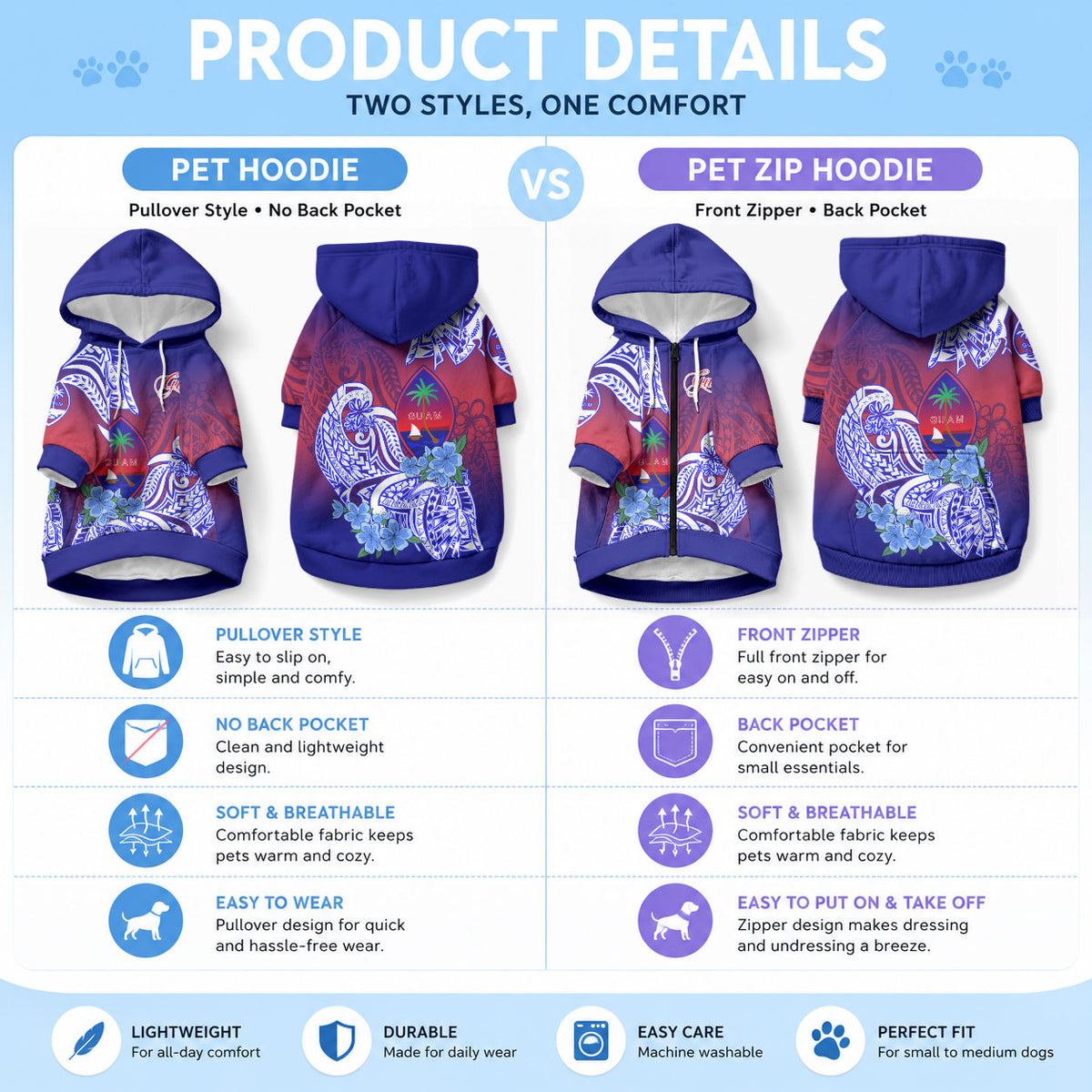 Guam Pet Hoodie Polynesian Floral Tribal LT9 - Polynesian Pride
