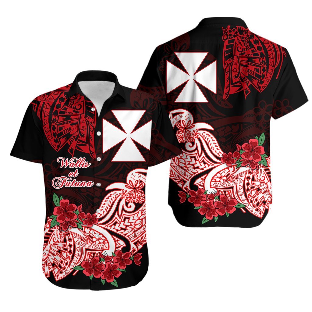 Wallis et Futuna Hawaiian Shirt Polynesian Floral Tribal LT9 Black - Polynesian Pride